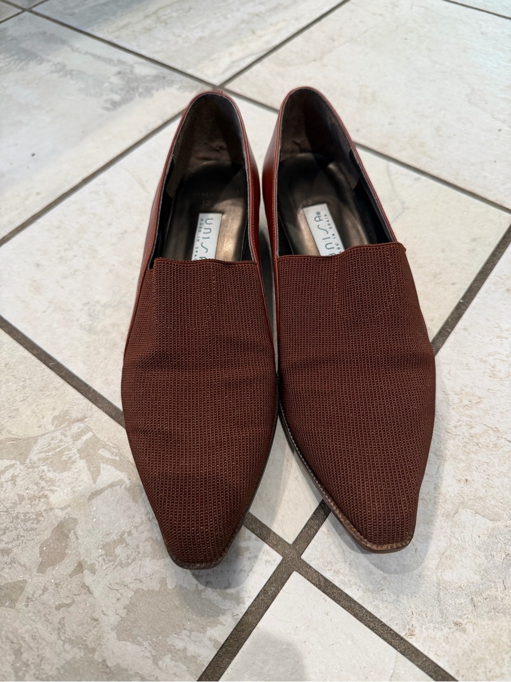 Unisa Brown Pointed Toe Slip-On Flats